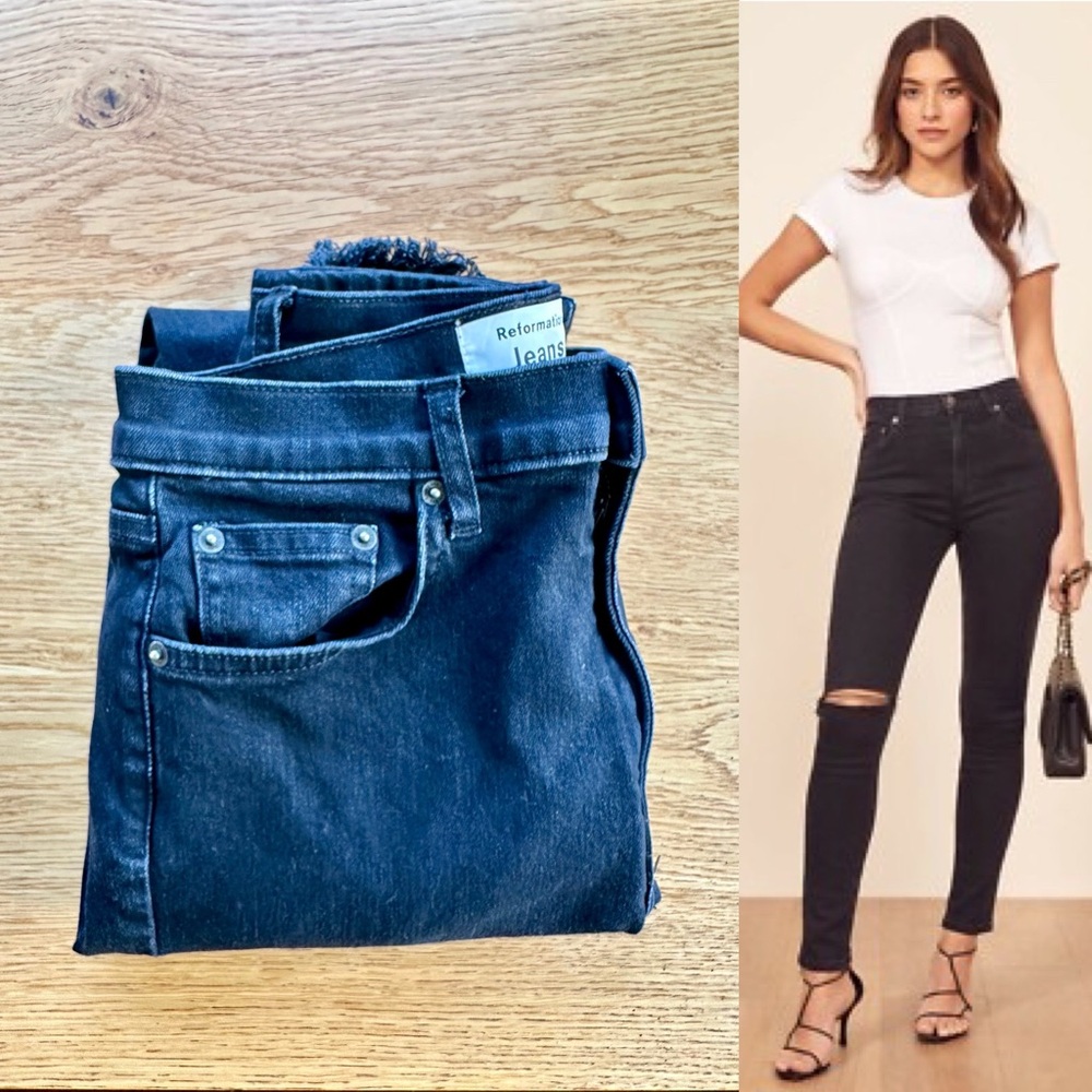 Reformation High & Skinny Faded Black Destroyed Women's Jeans!